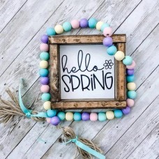 Hello Spring Wood Sign